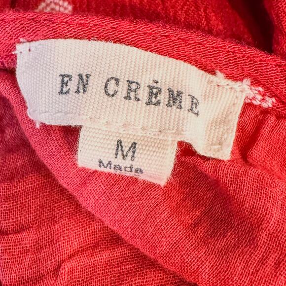 En Crème, Red/White Polka Dot Bohemian Ruched Waist Mini Dress, Women’s Medium - Picture 7 of 9